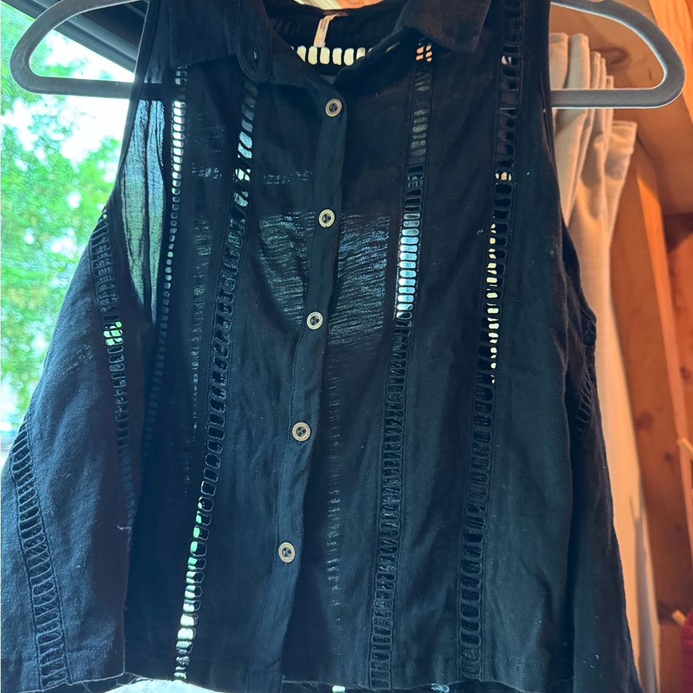 Free People Black Sleeveless Top